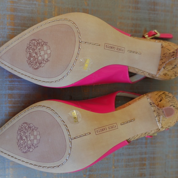 NEW Vince Camuto Magenta Patent Leather Stefania Pointy Slingback Heels Size 6.5 - Picture 9 of 10